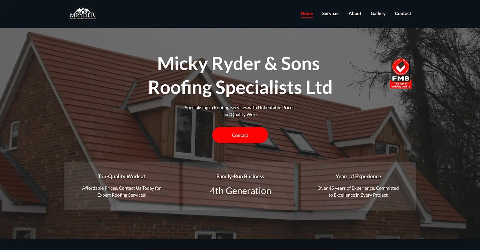 M Ryder & Sons Roofing Specialists - Website Redesign