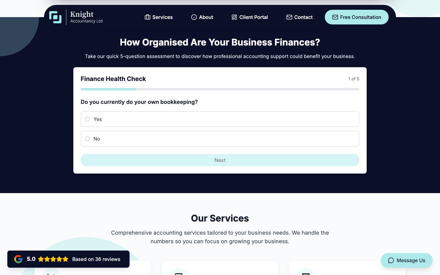 The Finance Health Check on the Knight Accountancy website