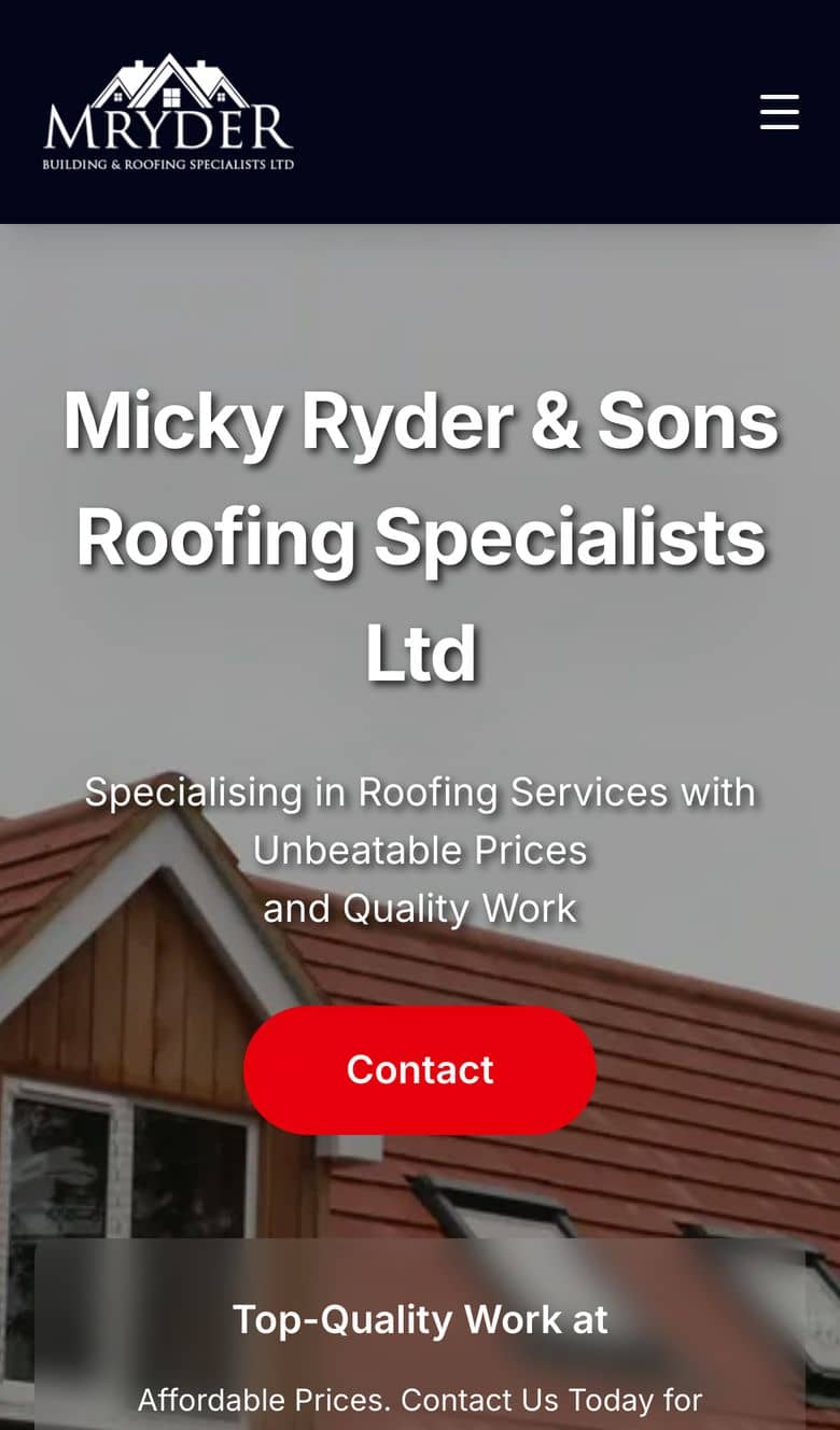 M Ryder Roofing on a phone